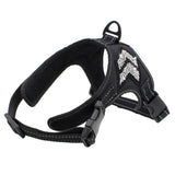 Max Adjustable Puppy Dog Harness Rhinestone Reflective Chest Strap Black S
