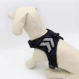 Max Adjustable Puppy Dog Harness Rhinestone Reflective Chest Strap Black S