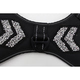 Max Adjustable Puppy Dog Harness Rhinestone Reflective Chest Strap Black S