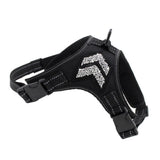 Max Adjustable Puppy Dog Harness Rhinestone Reflective Chest Strap Black S
