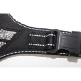 Max Adjustable Puppy Dog Harness Rhinestone Reflective Chest Strap Black S