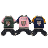 Max Pet Dog Sport Casual Clothes Peace Messenger Four-Legged Cotton Coat Blue L