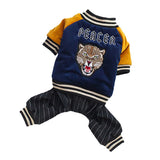 Max Pet Dog Sport Casual Clothes Peace Messenger Four-Legged Cotton Coat Blue L