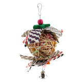 Max Hanging Ball Wood Bite Toy Parrot Chewing Toy with Bell Teeth Care 16cm