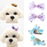 Maxbell 2Pcs Cute Flower Bow Candy Pet Dog Cat Puppy Grooming Hairpin Hair Clip  1