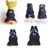 Maxbell Cute Heart Pattern Pet Dog Cat Denim Chiffon Skirt Dress Clothes S