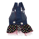 Maxbell Cute Heart Pattern Pet Dog Cat Denim Chiffon Skirt Dress Clothes S