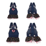 Maxbell Cute Heart Pattern Pet Dog Cat Denim Chiffon Skirt Dress Clothes S