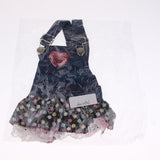 Maxbell Cute Heart Pattern Pet Dog Cat Denim Chiffon Skirt Dress Clothes S