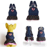 Maxbell Cute Heart Pattern Pet Dog Cat Denim Chiffon Skirt Dress Clothes S
