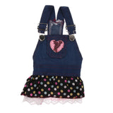 Maxbell Cute Heart Pattern Pet Dog Cat Denim Chiffon Skirt Dress Clothes S