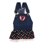 Maxbell Cute Heart Pattern Pet Dog Cat Denim Chiffon Skirt Dress Clothes S