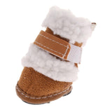 Maxbell 4pcs Winter Pet Dog Shoes Cute Puppy Anti-Slip Soft Fleece Snow Boots Khaki S