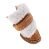 Maxbell 4pcs Winter Pet Dog Shoes Cute Puppy Anti-Slip Soft Fleece Snow Boots Khaki S