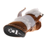 Maxbell 4pcs Winter Pet Dog Shoes Cute Puppy Anti-Slip Soft Fleece Snow Boots Khaki S