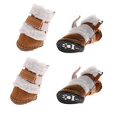 Maxbell 4pcs Winter Pet Dog Shoes Cute Puppy Anti-Slip Soft Fleece Snow Boots Khaki S