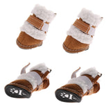 Maxbell 4pcs Winter Pet Dog Shoes Cute Puppy Anti-Slip Soft Fleece Snow Boots Khaki S