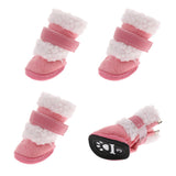 Maxbell 4pcs Winter Pet Dog Shoes Cute Puppy Anti-Slip Soft Fleece Snow Boots Pink M