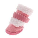 Maxbell 4pcs Winter Pet Dog Shoes Cute Puppy Anti-Slip Soft Fleece Snow Boots Pink M