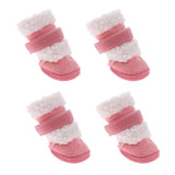 Maxbell 4pcs Winter Pet Dog Shoes Cute Puppy Anti-Slip Soft Fleece Snow Boots Pink M