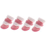 Maxbell 4pcs Winter Pet Dog Shoes Cute Puppy Anti-Slip Soft Fleece Snow Boots Pink M