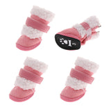 Maxbell 4pcs Winter Pet Dog Shoes Cute Puppy Anti-Slip Soft Fleece Snow Boots Pink M