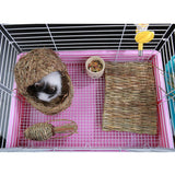 Max 2 PCS Handwoven Straw Cage Mat Sleep Bed and Chew Toy for Small Pet Rabbit