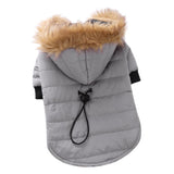 Max Pet Dog Cat Hooded Jacket Winter Warm Windproof Plush Hat Coat Gray