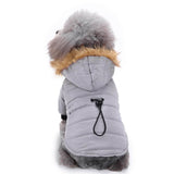 Max Pet Dog Cat Hooded Jacket Winter Warm Windproof Plush Hat Coat Gray