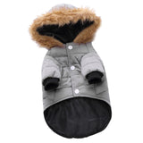 Max Pet Dog Cat Hooded Jacket Winter Warm Windproof Plush Hat Coat Gray