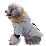 Max Pet Dog Cat Hooded Jacket Winter Warm Windproof Plush Hat Coat Gray