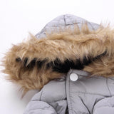 Max Pet Dog Cat Hooded Jacket Winter Warm Windproof Plush Hat Coat Gray