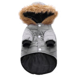 Max Pet Dog Cat Hooded Jacket Winter Warm Windproof Plush Hat Coat Gray