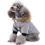 Max Pet Dog Cat Hooded Jacket Winter Warm Windproof Plush Hat Coat Gray