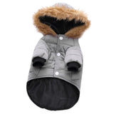 Max Pet Dog Cat Hooded Jacket Winter Warm Windproof Plush Hat Coat Gray