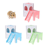 Max Hamster Hideout House Cabin Cages Wooden Villa Hut Play Toy Pink