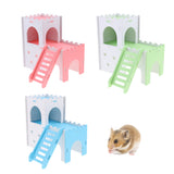 Max Hamster Hideout House Cabin Cages Wooden Villa Hut Play Toy Pink