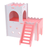 Max Hamster Hideout House Cabin Cages Wooden Villa Hut Play Toy Pink