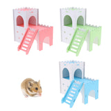 Max Hamster Hideout House Cabin Cages Wooden Villa Hut Play Toy Pink