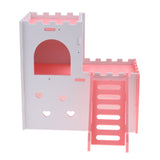 Max Hamster Hideout House Cabin Cages Wooden Villa Hut Play Toy Pink