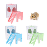 Max Hamster Hideout House Cabin Cages Wooden Villa Hut Play Toy Pink