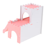 Max Hamster Hideout House Cabin Cages Wooden Villa Hut Play Toy Pink