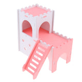 Max Hamster Hideout House Cabin Cages Wooden Villa Hut Play Toy Pink