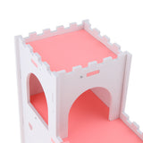 Max Hamster Hideout House Cabin Cages Wooden Villa Hut Play Toy Pink