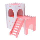 Max Hamster Hideout House Cabin Cages Wooden Villa Hut Play Toy Pink