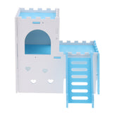 Max Hamster Hideout House Cabin Cages Wooden Villa Hut Play Toy Blue