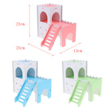 Max Hamster Hideout House Cabin Cages Wooden Villa Hut Play Toy Blue