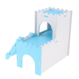Max Hamster Hideout House Cabin Cages Wooden Villa Hut Play Toy Blue