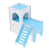 Max Hamster Hideout House Cabin Cages Wooden Villa Hut Play Toy Blue