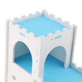 Max Hamster Hideout House Cabin Cages Wooden Villa Hut Play Toy Blue